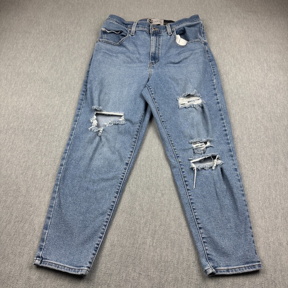 Levis Silvertab Jeans Womens 31 Denim Blue Mom High Rise Distressed Medium Wash